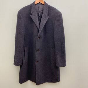 Calvin Klein Coat Mens 44R Gray Overcoat Trench Wool Cashmere Blend Long Classic